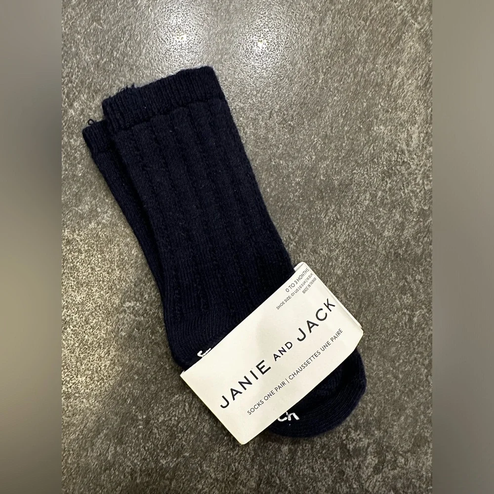 Janie and Jack Baby Navy Ribbed Socks